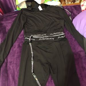 Pretty little thing black 2 piece set, NEVER worn